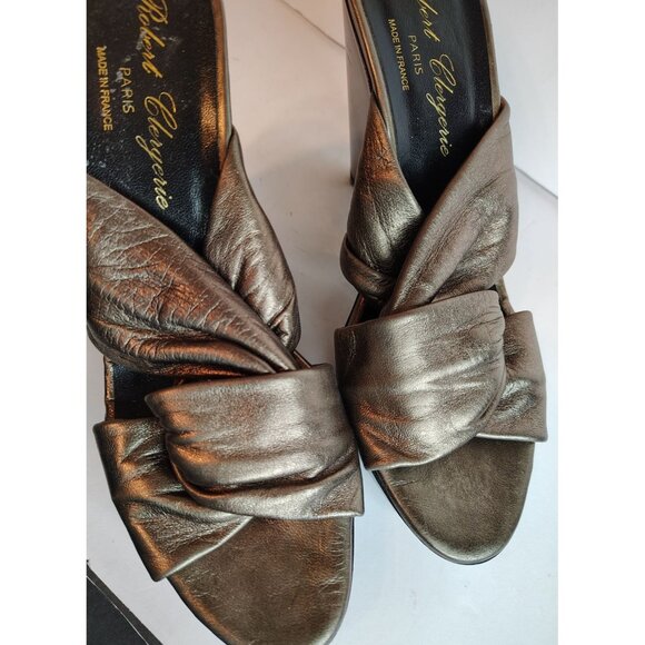 Vintage Robert Clergerie Gold Pump Heels, Twist Gold Tone Leather, Size 6 Disco - Picture 3 of 9